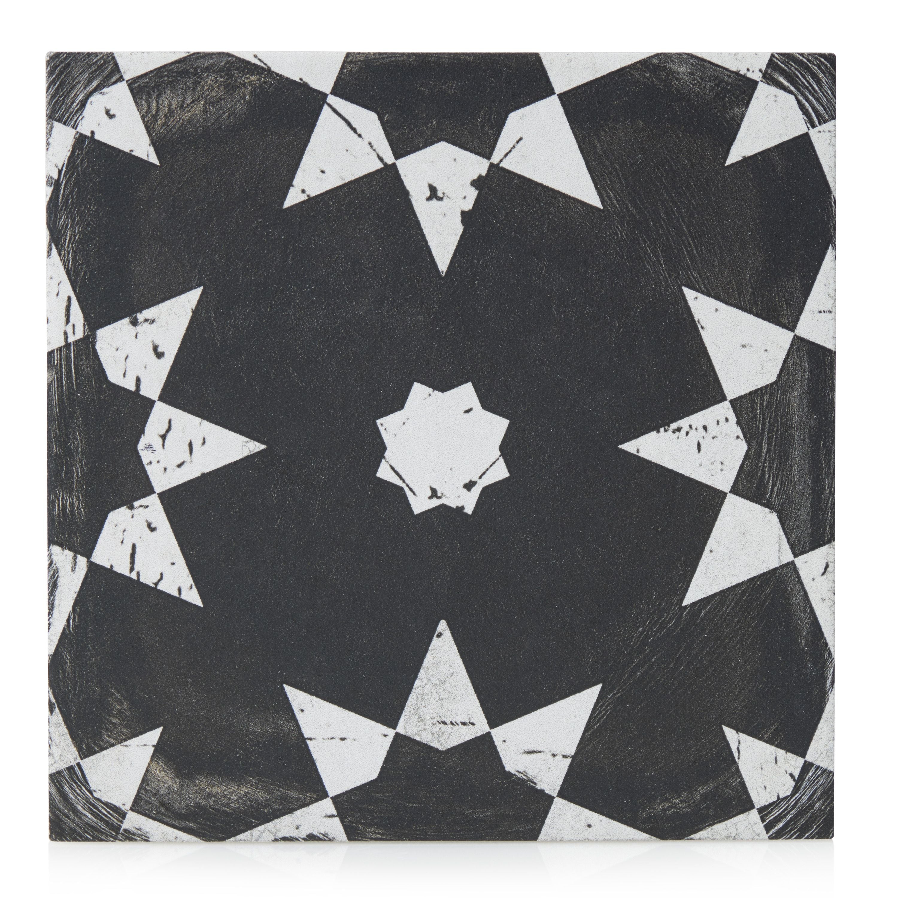 8x8 Black and White Distressed Groove porcelain tile - Industry Tile